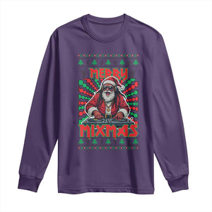 Funny Xmas Party Long Sleeve Shirt Merry Mixmas Santa DJ TS09 Purple Print Your Wear