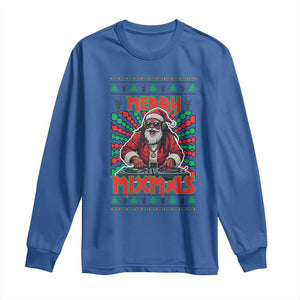 Funny Xmas Party Long Sleeve Shirt Merry Mixmas Santa DJ TS09 Royal Blue Print Your Wear