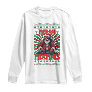 Funny Xmas Party Long Sleeve Shirt Merry Mixmas Santa DJ TS09 White Print Your Wear