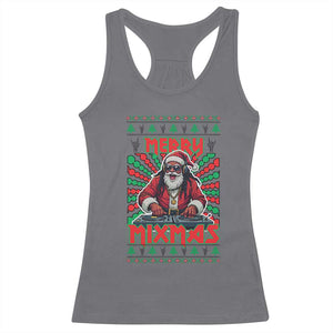 Funny Xmas Party Racerback Tank Top Merry Mixmas Santa DJ TS09 Charcoal Print Your Wear