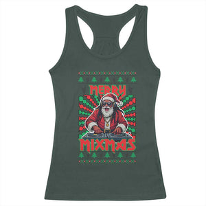 Funny Xmas Party Racerback Tank Top Merry Mixmas Santa DJ TS09 Dark Forest Green Print Your Wear