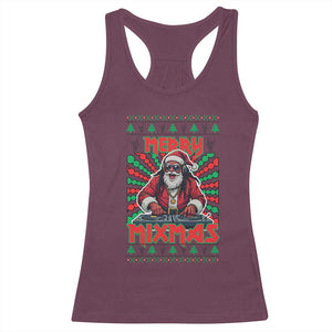 Funny Xmas Party Racerback Tank Top Merry Mixmas Santa DJ TS09 Maroon Print Your Wear