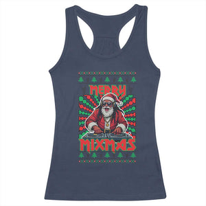 Funny Xmas Party Racerback Tank Top Merry Mixmas Santa DJ TS09 Navy Print Your Wear