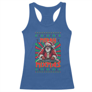 Funny Xmas Party Racerback Tank Top Merry Mixmas Santa DJ TS09 Royal Blue Print Your Wear