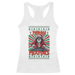 Funny Xmas Party Racerback Tank Top Merry Mixmas Santa DJ TS09 White Print Your Wear