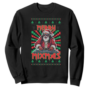 Funny Xmas Party Sweatshirt Merry Mixmas Santa DJ TS09 Black Print Your Wear