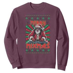 Funny Xmas Party Sweatshirt Merry Mixmas Santa DJ TS09 Maroon Print Your Wear