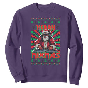 Funny Xmas Party Sweatshirt Merry Mixmas Santa DJ TS09 Purple Print Your Wear