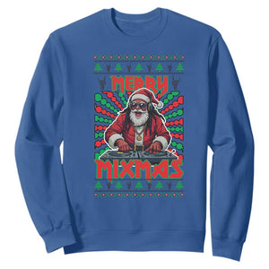 Funny Xmas Party Sweatshirt Merry Mixmas Santa DJ TS09 Royal Blue Print Your Wear