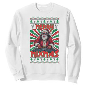 Funny Xmas Party Sweatshirt Merry Mixmas Santa DJ TS09 White Print Your Wear