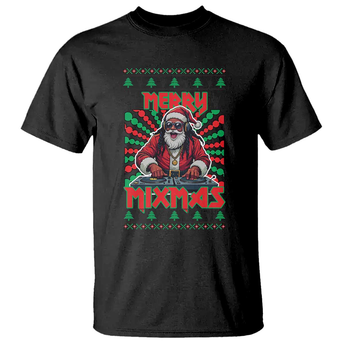 Funny Xmas Party T Shirt Merry Mixmas Santa DJ TS09 Black Print Your Wear