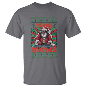 Funny Xmas Party T Shirt Merry Mixmas Santa DJ TS09 Charcoal Print Your Wear