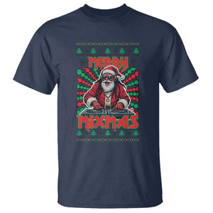 Funny Xmas Party T Shirt Merry Mixmas Santa DJ TS09 Navy Print Your Wear