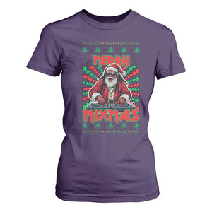 Funny Xmas Party T Shirt For Women Merry Mixmas Santa DJ TS09 Purple Print Your Wear