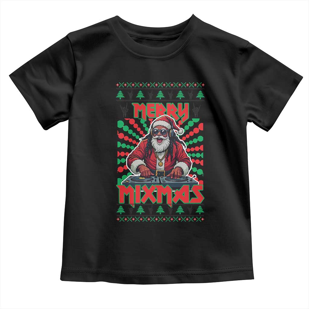 Funny Xmas Party Toddler T Shirt Merry Mixmas Santa DJ TS09 Black Print Your Wear