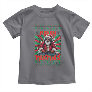 Funny Xmas Party Toddler T Shirt Merry Mixmas Santa DJ TS09 Charcoal Print Your Wear