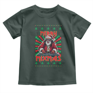 Funny Xmas Party Toddler T Shirt Merry Mixmas Santa DJ TS09 Dark Forest Green Print Your Wear