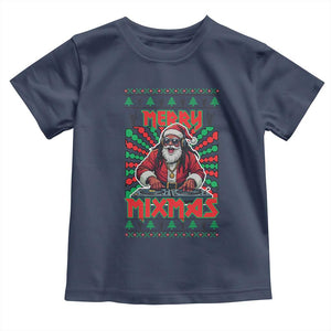 Funny Xmas Party Toddler T Shirt Merry Mixmas Santa DJ TS09 Navy Print Your Wear