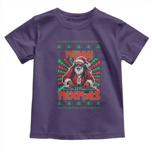 Funny Xmas Party Toddler T Shirt Merry Mixmas Santa DJ TS09 Purple Print Your Wear