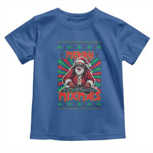 Funny Xmas Party Toddler T Shirt Merry Mixmas Santa DJ TS09 Royal Blue Print Your Wear