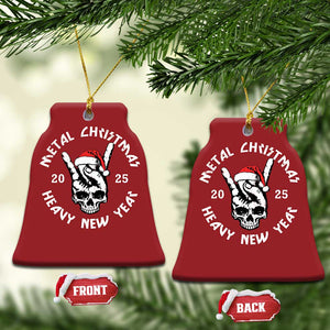 Funny Heavy Metal Christmas Ornament Metal Christmas Heavy New Year Rock Hand Sign TS09 Bell Flake Red Print Your Wear