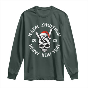 Funny Heavy Metal Long Sleeve Shirt Metal Christmas Heavy New Year Rock Hand Sign TS09 Dark Forest Green Print Your Wear