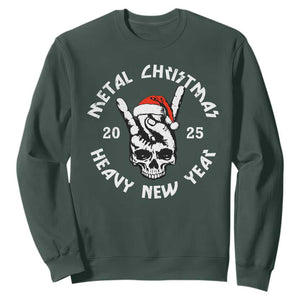 Funny Heavy Metal Sweatshirt Metal Christmas Heavy New Year Rock Hand Sign TS09 Dark Forest Green Print Your Wear