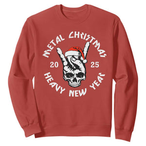 Funny Heavy Metal Sweatshirt Metal Christmas Heavy New Year Rock Hand Sign TS09 Red Print Your Wear