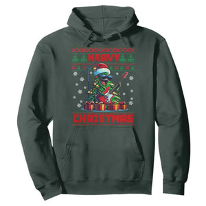 Funny Heavy Christmas Rock Band Guitarist Hoodie TS09 Dark Forest Green Print Your Wear