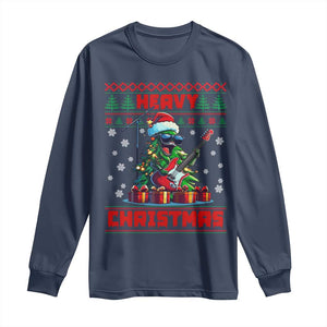 Funny Heavy Christmas Rock Band Guitarist Long Sleeve Shirt TS09 Navy Print Your Wear