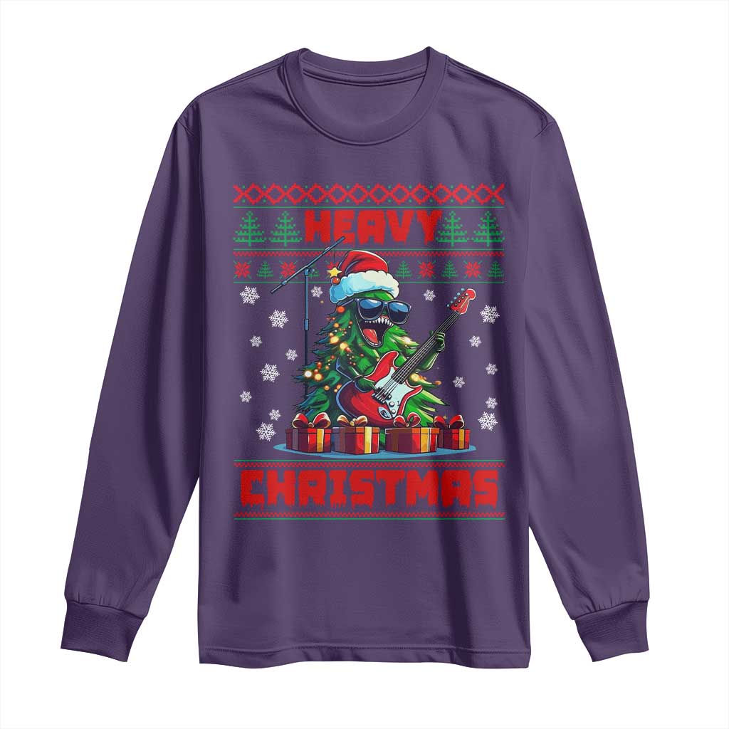 Funny Heavy Christmas Rock Band Guitarist Long Sleeve Shirt TS09 Purple Print Your Wear