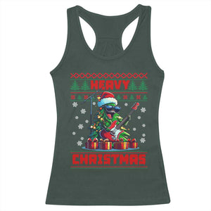 Funny Heavy Christmas Rock Band Guitarist Racerback Tank Top TS09 Dark Forest Green Print Your Wear