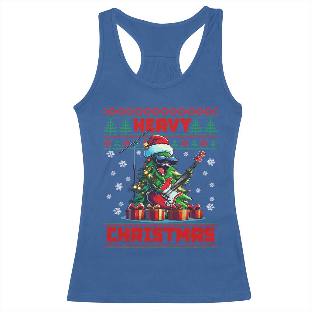 Funny Heavy Christmas Rock Band Guitarist Racerback Tank Top TS09 Royal Blue Print Your Wear