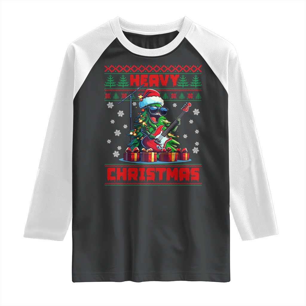 Funny Heavy Christmas Rock Band Guitarist Raglan Shirt TS09 Black White Print Your Wear