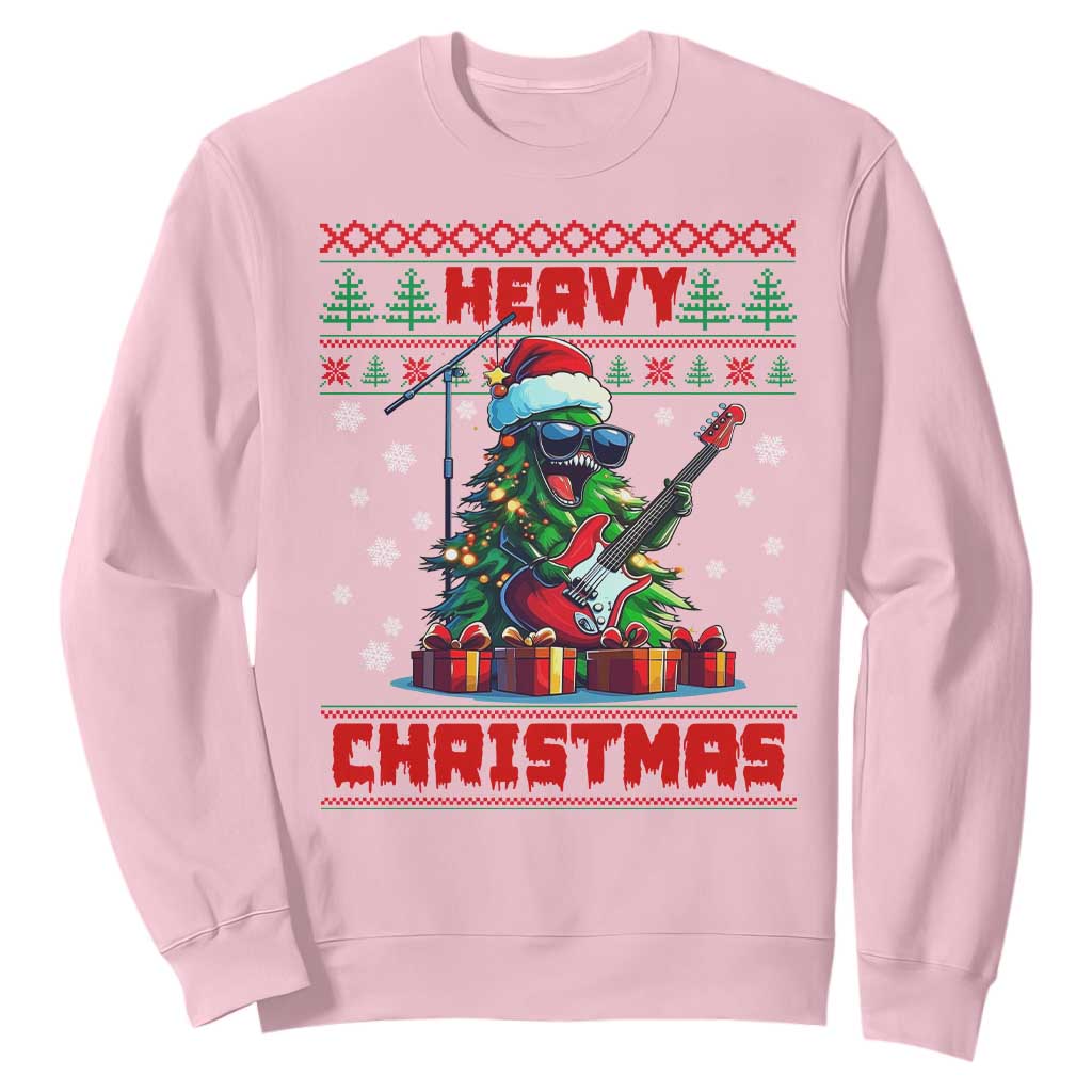 Funny Heavy Christmas Rock Band Guitarist Sweatshirt TS09 Light Pink Print Your Wear