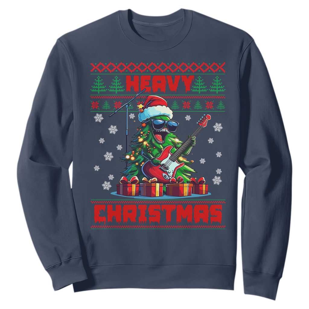 Funny Heavy Christmas Rock Band Guitarist Sweatshirt TS09 Navy Print Your Wear