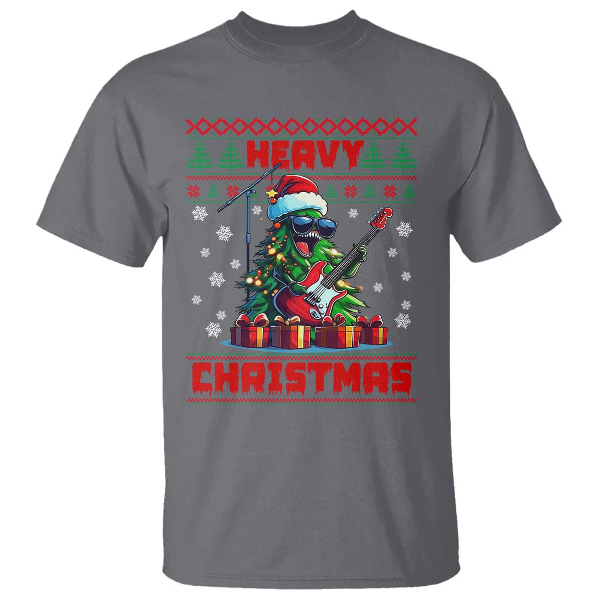 Funny Heavy Christmas Rock Band Guitarist T Shirt TS09 Charcoal Print Your Wear