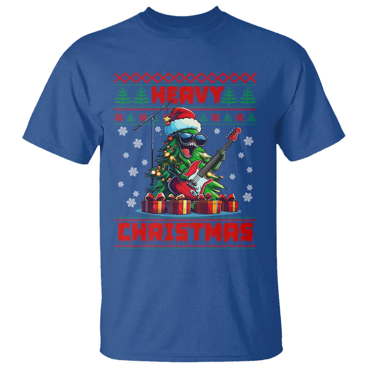Funny Heavy Christmas Rock Band Guitarist T Shirt TS09 Royal Blue Print Your Wear