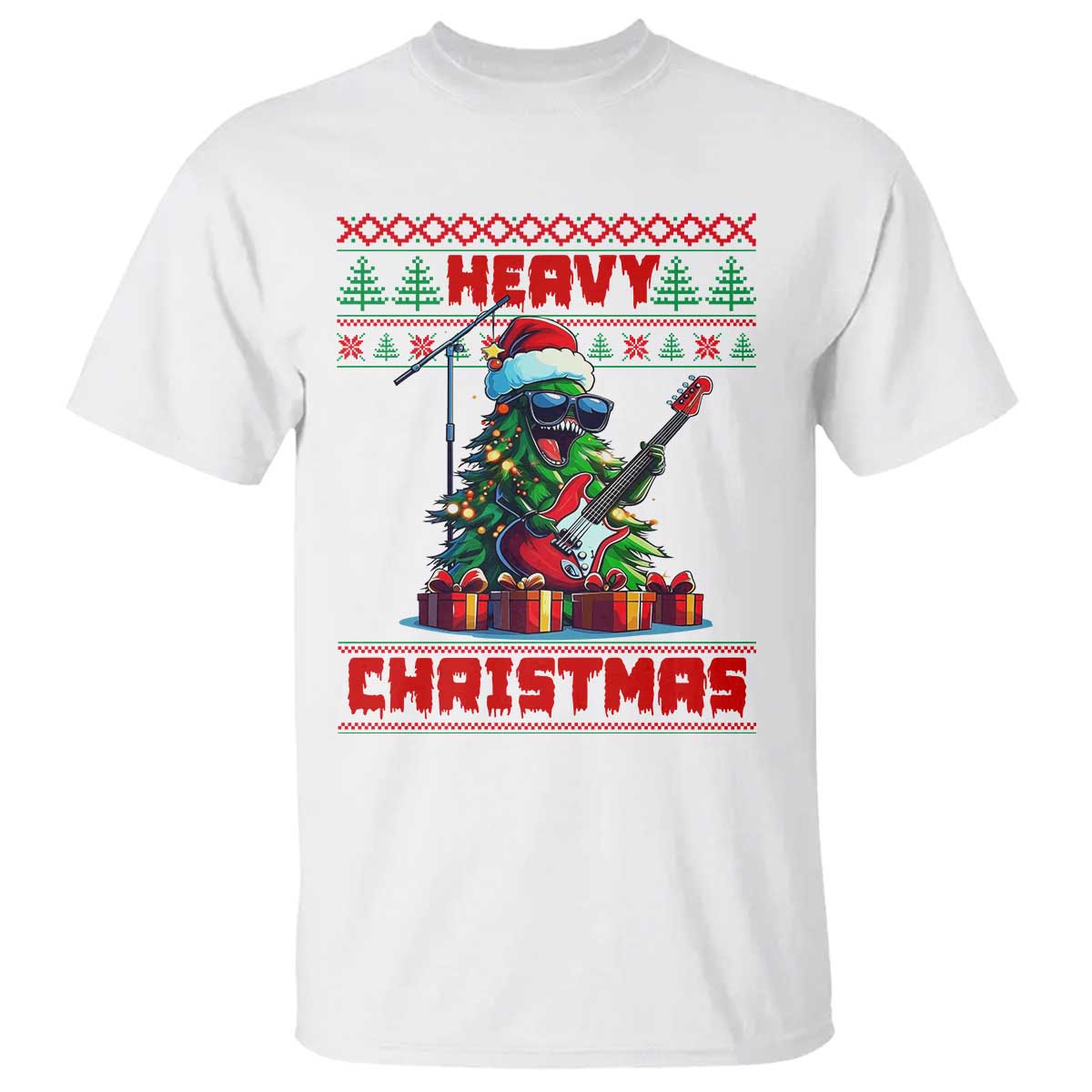 Funny Heavy Christmas Rock Band Guitarist T Shirt TS09 White Print Your Wear