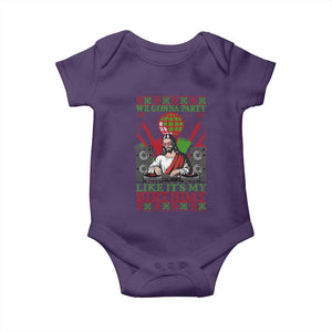 Funny Christmas Party DJ Jesus Baby Onesie We Gonna Party Like It's My Birthday TS09 Purple Print Your Wear