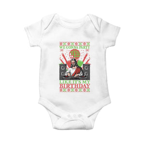 Funny Christmas Party DJ Jesus Baby Onesie We Gonna Party Like It's My Birthday TS09 White Print Your Wear