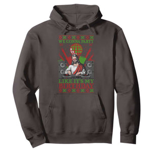 Funny Christmas Party DJ Jesus Hoodie We Gonna Party Like It's My Birthday TS09 Dark Chocolate Print Your Wear