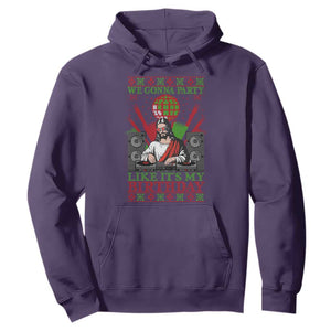 Funny Christmas Party DJ Jesus Hoodie We Gonna Party Like It's My Birthday TS09 Purple Print Your Wear