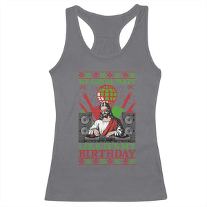 Funny Christmas Party DJ Jesus Racerback Tank Top We Gonna Party Like It's My Birthday TS09 Charcoal Print Your Wear