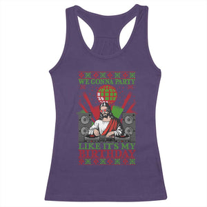 Funny Christmas Party DJ Jesus Racerback Tank Top We Gonna Party Like It's My Birthday TS09 Purple Print Your Wear