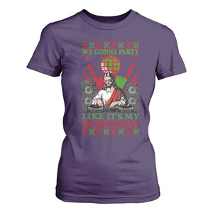 Funny Christmas Party DJ Jesus T Shirt For Women We Gonna Party Like It's My Birthday TS09 Purple Print Your Wear