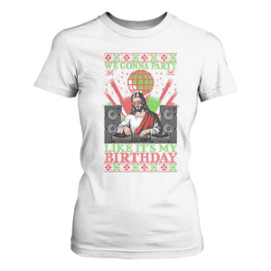 Funny Christmas Party DJ Jesus T Shirt For Women We Gonna Party Like It's My Birthday TS09 White Print Your Wear