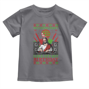 Funny Christmas Party DJ Jesus Toddler T Shirt We Gonna Party Like It's My Birthday TS09 Charcoal Print Your Wear