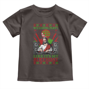 Funny Christmas Party DJ Jesus Toddler T Shirt We Gonna Party Like It's My Birthday TS09 Dark Chocolate Print Your Wear