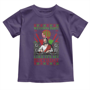 Funny Christmas Party DJ Jesus Toddler T Shirt We Gonna Party Like It's My Birthday TS09 Purple Print Your Wear